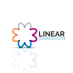 Abstract flower or star, linear thin line icon. Minimalistic business geometric shape symbol created with line segments