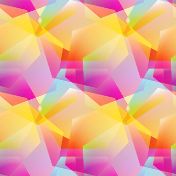 Holographic vector seamless background. Gradient layered shapes. Colorflul repeatable pattern with vivid neon colors and fluid effect.