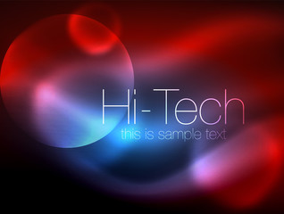 Blurred neon glowing circle, hi-tech modern bubble template, techno glowing glass round shapes or spheres. Geometric abstract background