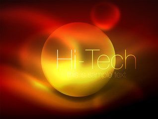 Blurred neon glowing circle, hi-tech modern bubble template, techno glowing glass round shapes or spheres. Geometric abstract background
