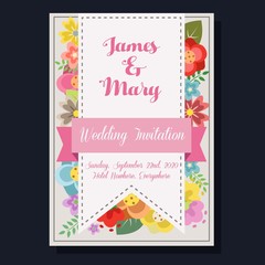 wedding invitation flower with spring flower