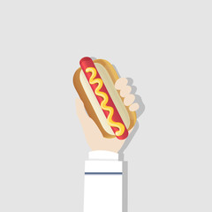 Illustration of hand holding hot dog