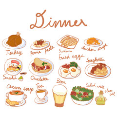 Illustration of dinner set collection