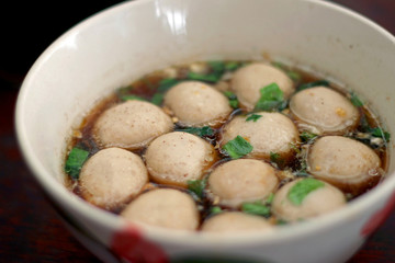 meat ball in soup asian food noodle