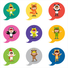 kids in animal costume icon
