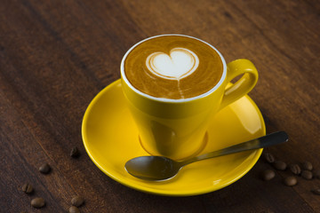latte with wood background