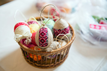 Fototapeta na wymiar Basket full of Easter eggs