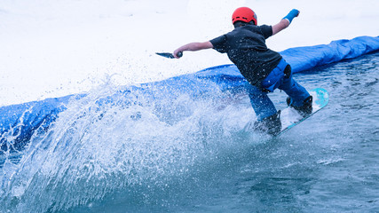 Naklejka premium People are having fun doing pond skim