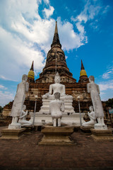 The Pagoda and Buddha Status at Wat Yai Chaimongkol, Ayutthaya,