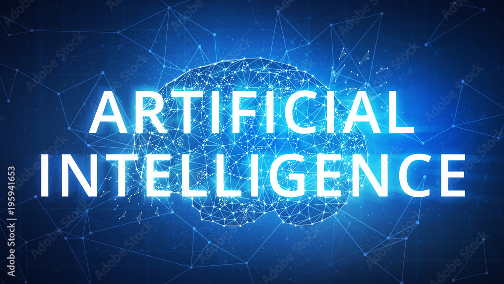Poster blockchain technology network futuristic hud polygon human brain on peer to peer blockchain network 