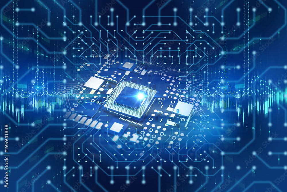 Poster futuristic blue circuit pattern abstract background illustration