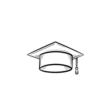 Graduation cap hand drawn outline doodle icon