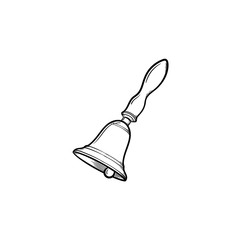 Bell hand drawn outline doodle icon. Vector sketch illustration of ringing bell for print, web, mobile and infographics isolated on white background.