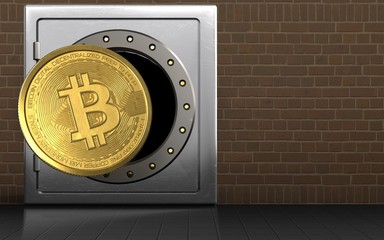 3d bitcoin over bricks