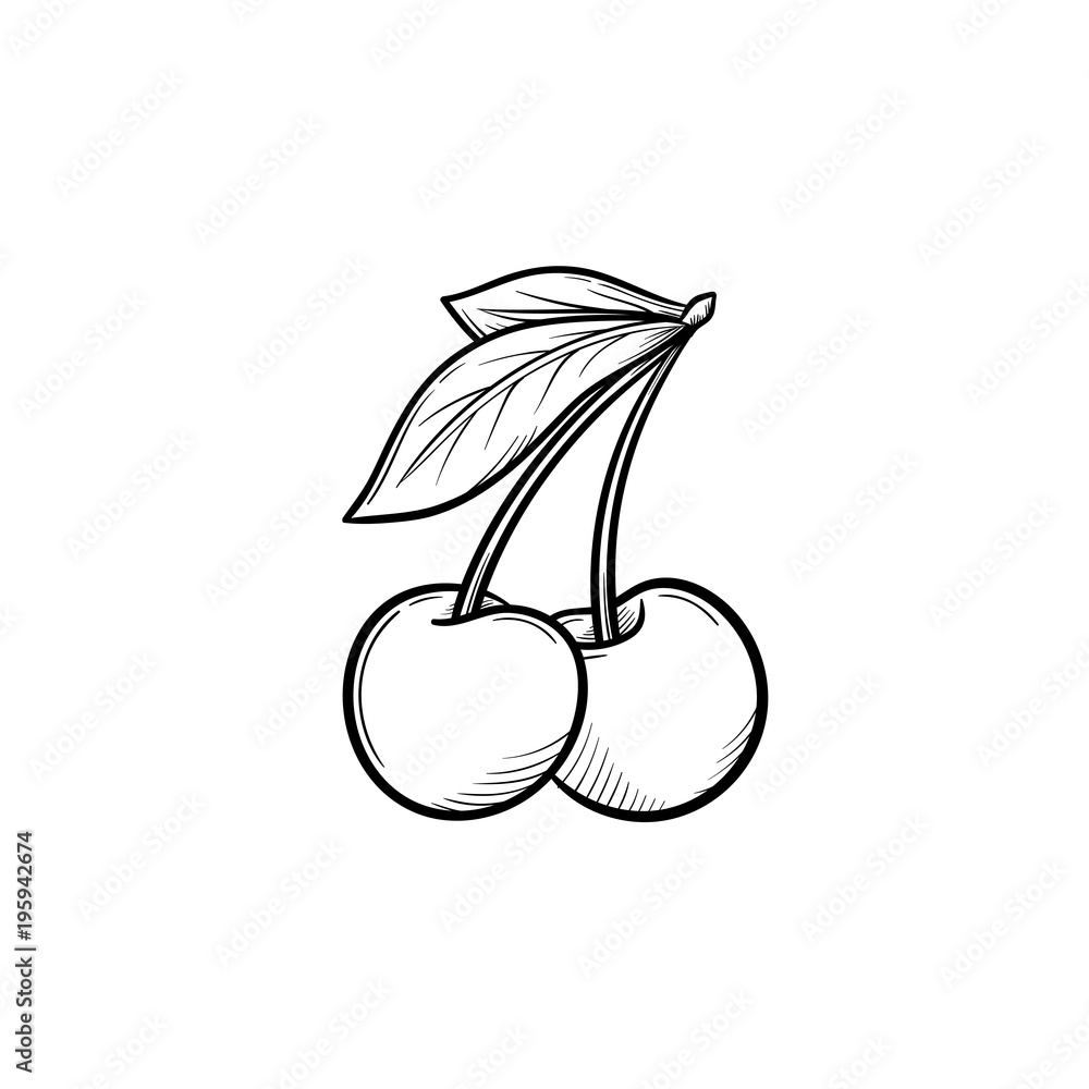 Sticker Cherry hand drawn outline doodle icon