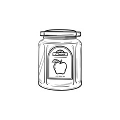 Apple jam in a glass jar hand drawn outline doodle icon