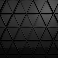 Pattern of black triangle prisms. Wall of prisms. Abstract background. 3D rendering illustration.