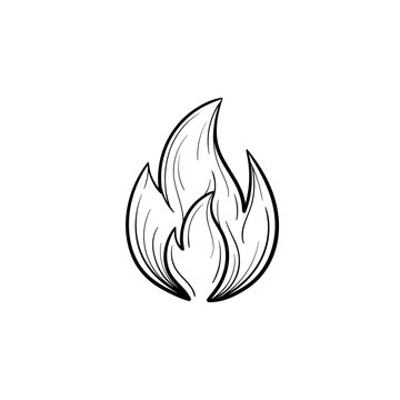 Fire flame hand drawn outline doodle icon. Vector sketch illustration of fire flame for print, web, mobile and infographics isolated on white background.