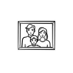 Fototapeta na wymiar Family photo frame hand drawn outline doodle icon
