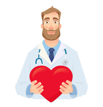 doctor holding red heart