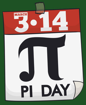 Loose-leaf Calendar with Date and Symbol to Celebrate Pi Day, Vector Illustration