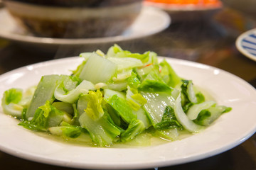 Chinese food in Taiwanese restaurant, delicious fried vegetables, Chinese cabbage