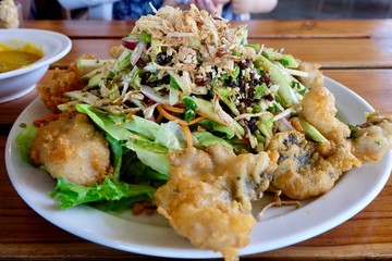 Fried fish with vegetables Thai food
