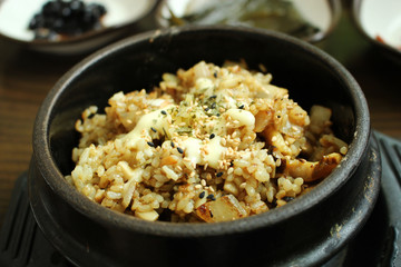 Korean Style Seafood Dish / Rice Topped with Cheese and Murex