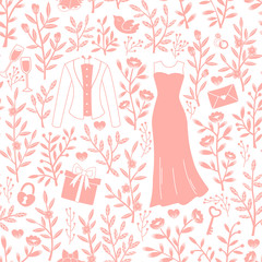 Seamless Pattern with Wedding Elements.