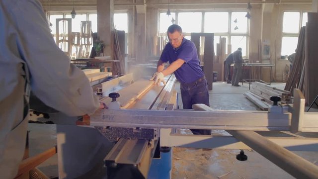 Working in a carpentry workshop