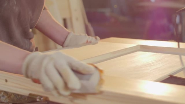 Polishing and sanding a door