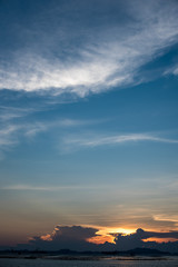 Nice sun ray in twilight sky at sea with Si Chang island