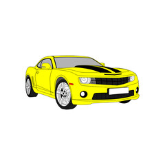 Car icon. Vector Illustration. Yellow color