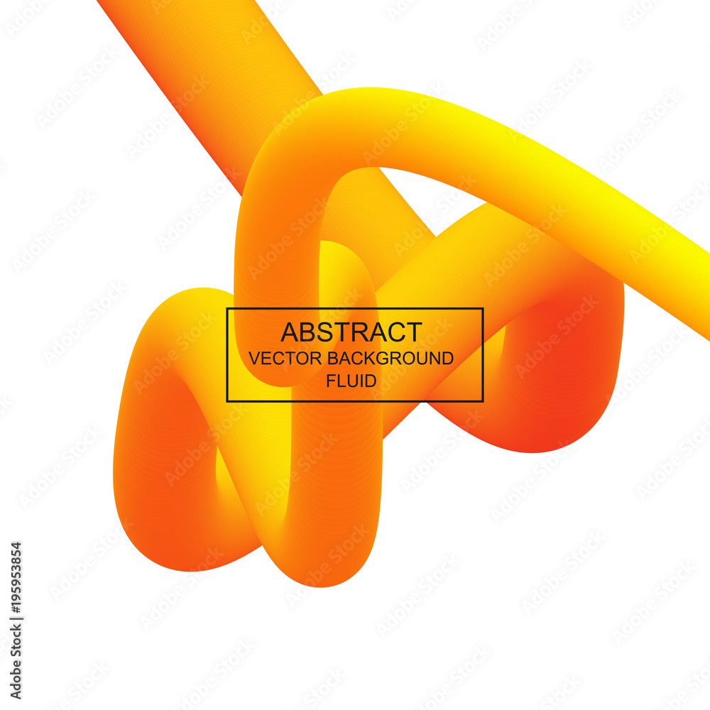 Aufkleber Abstract 3d fluid curved line. Liquid shape on white background. Vibrant saturated colors gradient swirled stream. Vector illustration.