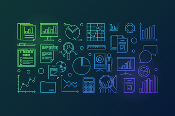 Financial audit vector colorful outline illustration