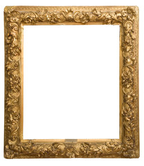 antique golden frame isolated on white background