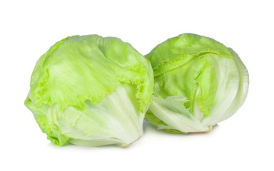 green iceberg lettuce isolated on white background