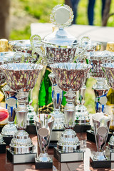 Cups for competition on the table