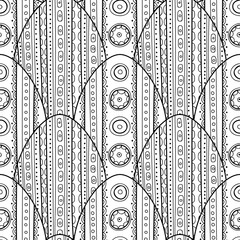 Easter eggs. Black and white seamless pattern for coloring books, pages. Vector