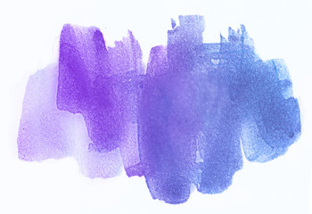Beautiful purple blue hand drawn abstract watercolor stain background. Artwork painting.