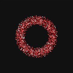 Red gold glitter. Smal bagel with red gold glitter on black background. Good-looking Vector illustration.