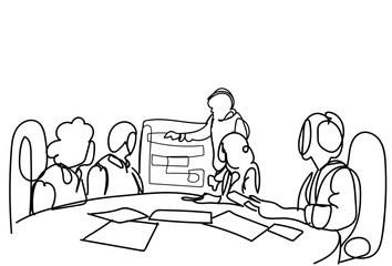 Corporate Team Brainstorming, Group Of Business Men And Women Working At New Strategy Together Vector Illustration
