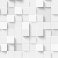 Seamless pattern with three-dimensional cubes. Abstract mosaic of white colors squares - obrazy, fototapety, plakaty