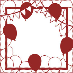 balloons air party with garlands decorative frame vector illustration design