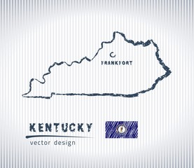 Kentucky national vector drawing map on white background