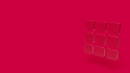 3D Icon of menu isolated on a red background.