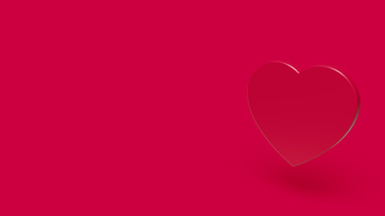 3D Icon of heart isolated on a red background.
