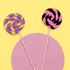 Candy Lolipops art. Fashion Vanilla Mood. Flatlay Design