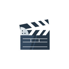 Vector illustration, simple clapper board icon isolated on a white background