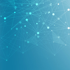 Geometric abstract background with connected line and dots. Structure molecule and communication. Scientific concept for your design. Medical, technology, science background. illustration.